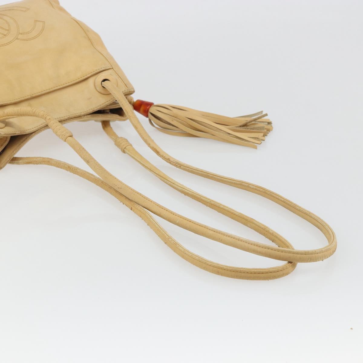 CHANEL Matelasse Tote Bag Lamb Skin Beige CC Auth bs34128