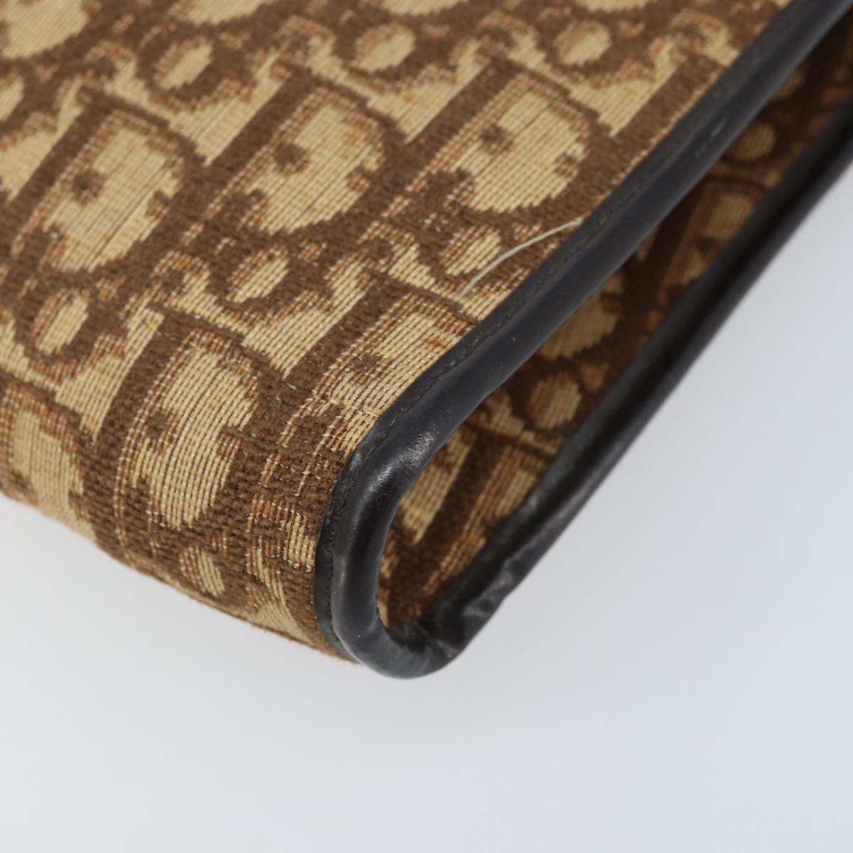 Christian Dior Trotter Canvas Shoulder Bag Brown Gold Auth bs34135