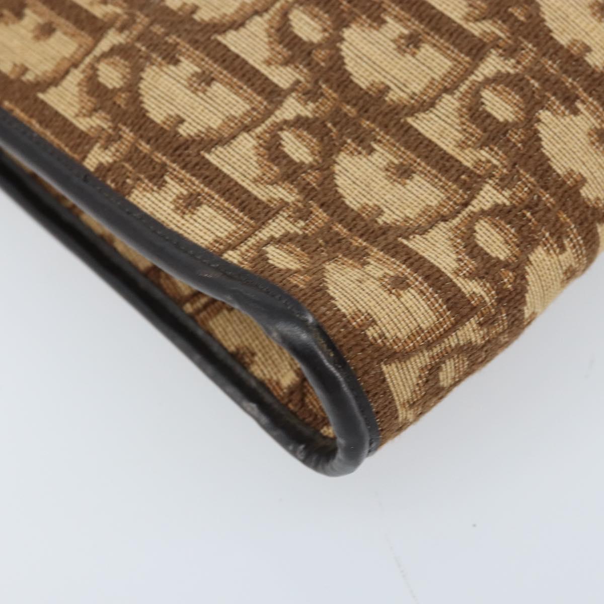 Christian Dior Trotter Canvas Shoulder Bag Brown Gold Auth bs34135