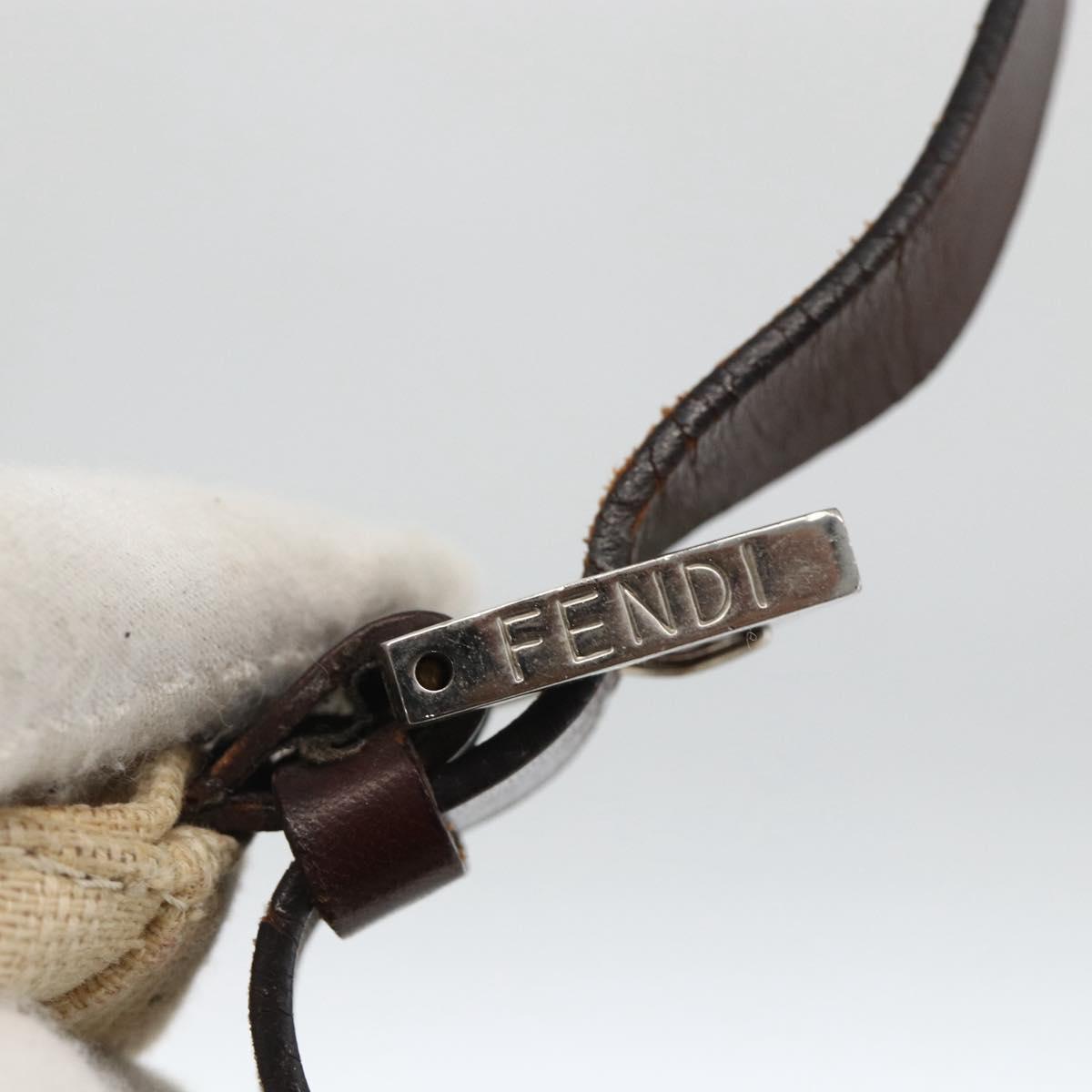 FENDI Zucca Canvas Mamma Baguette Shoulder Bag Beige Silver Auth bs34136A