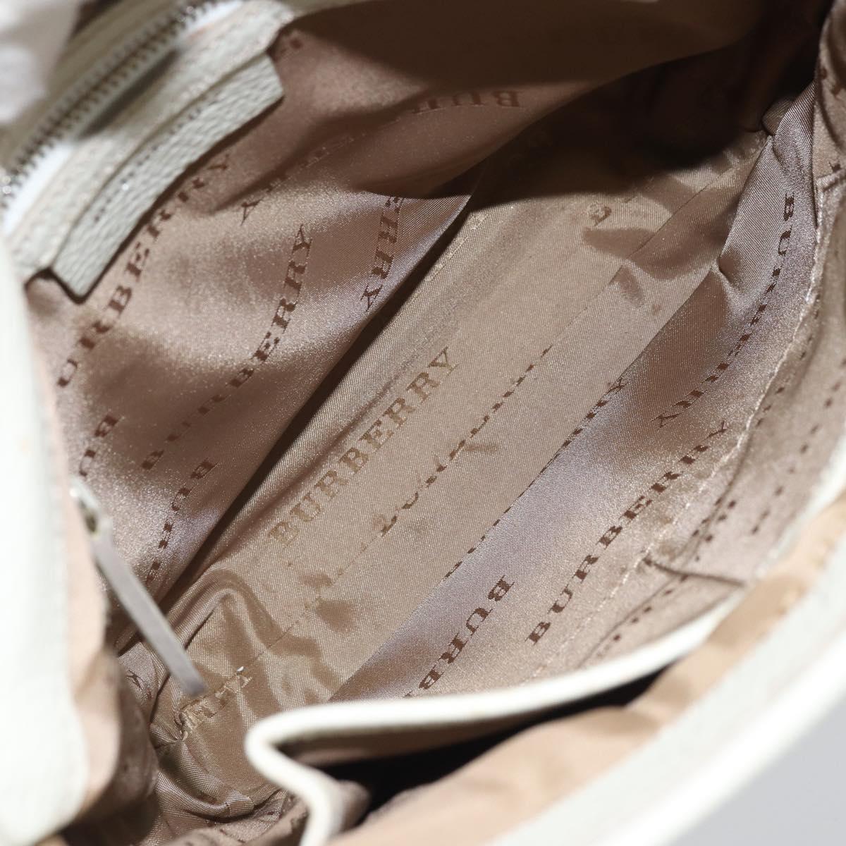 BURBERRY Nova Check Shoulder Bag Nylon Beige Silver Auth bs34138