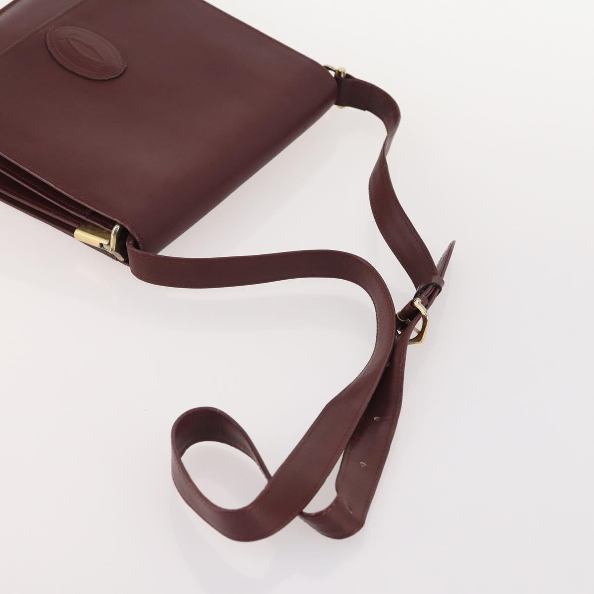 CARTIER Shoulder Bag Leather 2 Set Bordeaux Beige Auth bs34146
