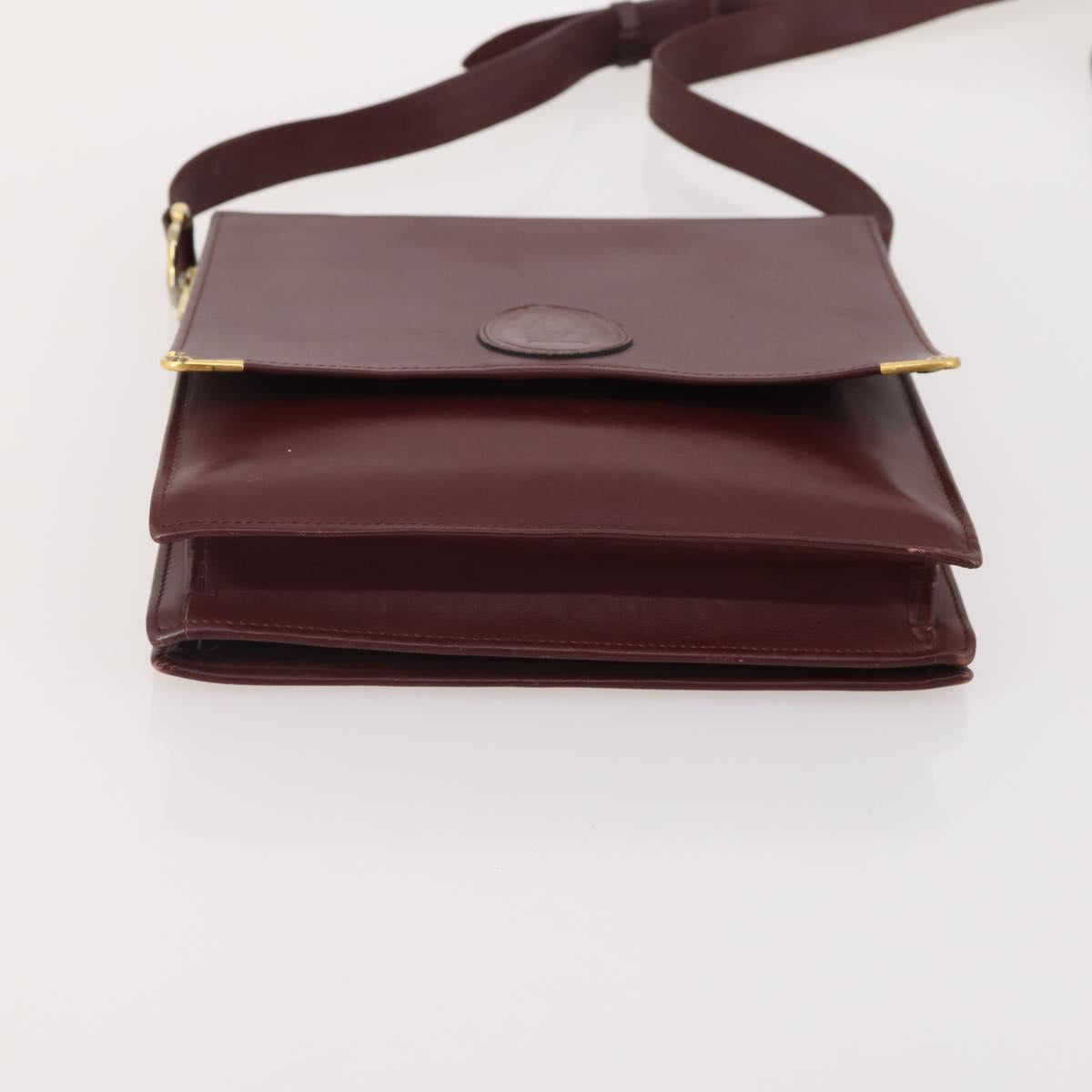 CARTIER Shoulder Bag Leather 2 Set Bordeaux Beige Auth bs34146