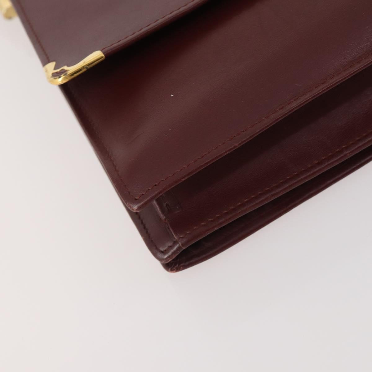 CARTIER Shoulder Bag Leather 2 Set Bordeaux Beige Auth bs34146