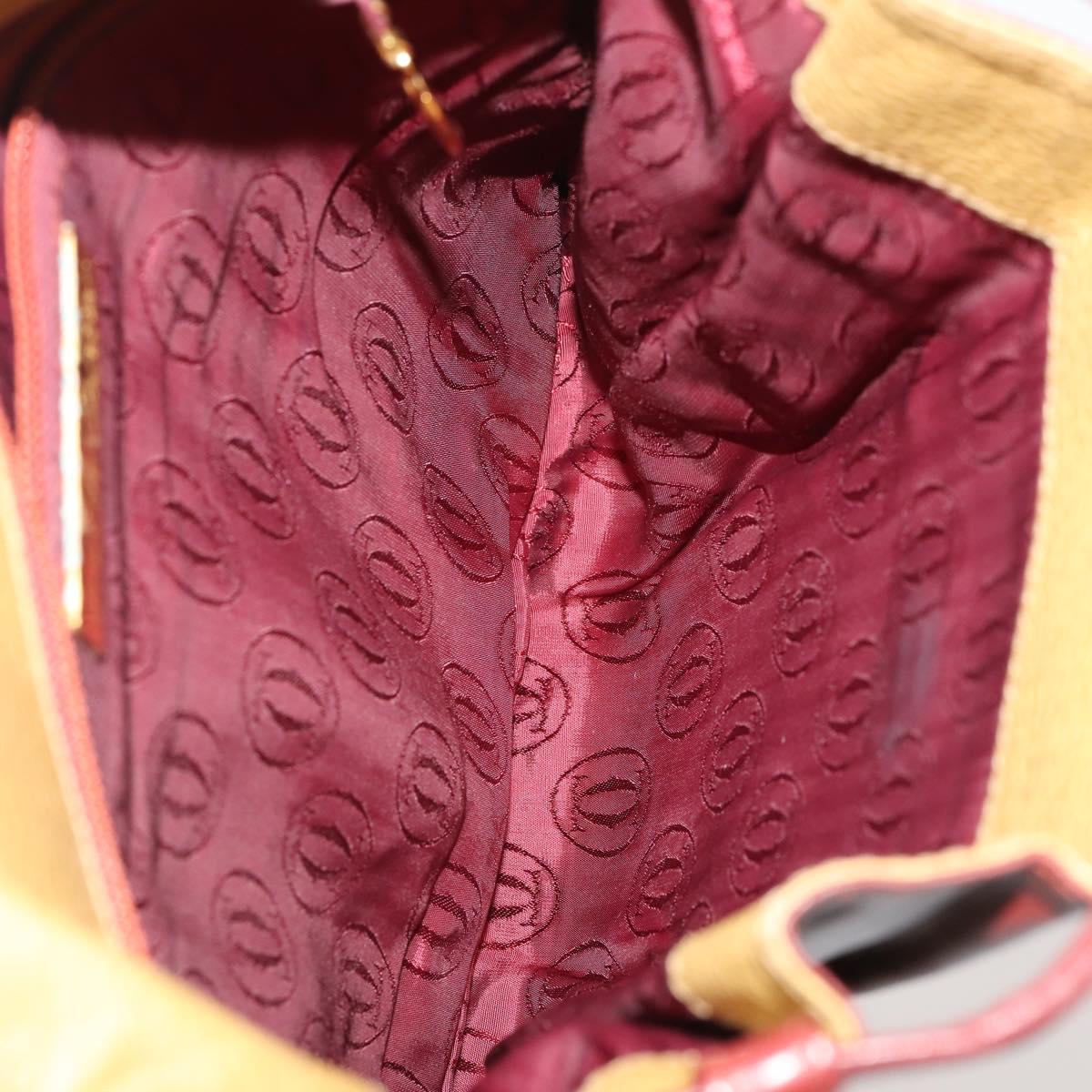 CARTIER Shoulder Bag Leather 2 Set Bordeaux Beige Auth bs34146