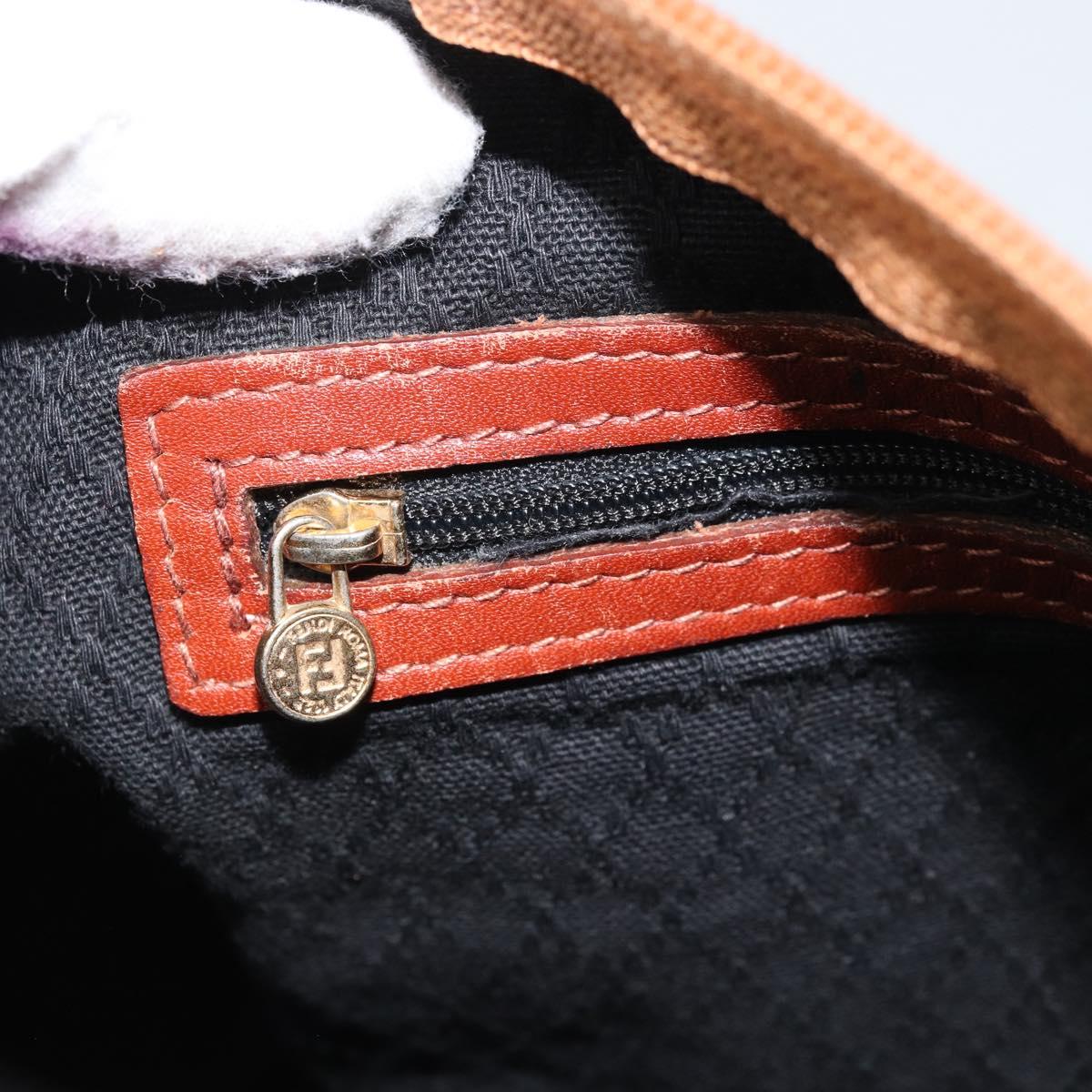 FENDI Pecan Canvas Boston Bag PVC Brown Black Auth bs34148