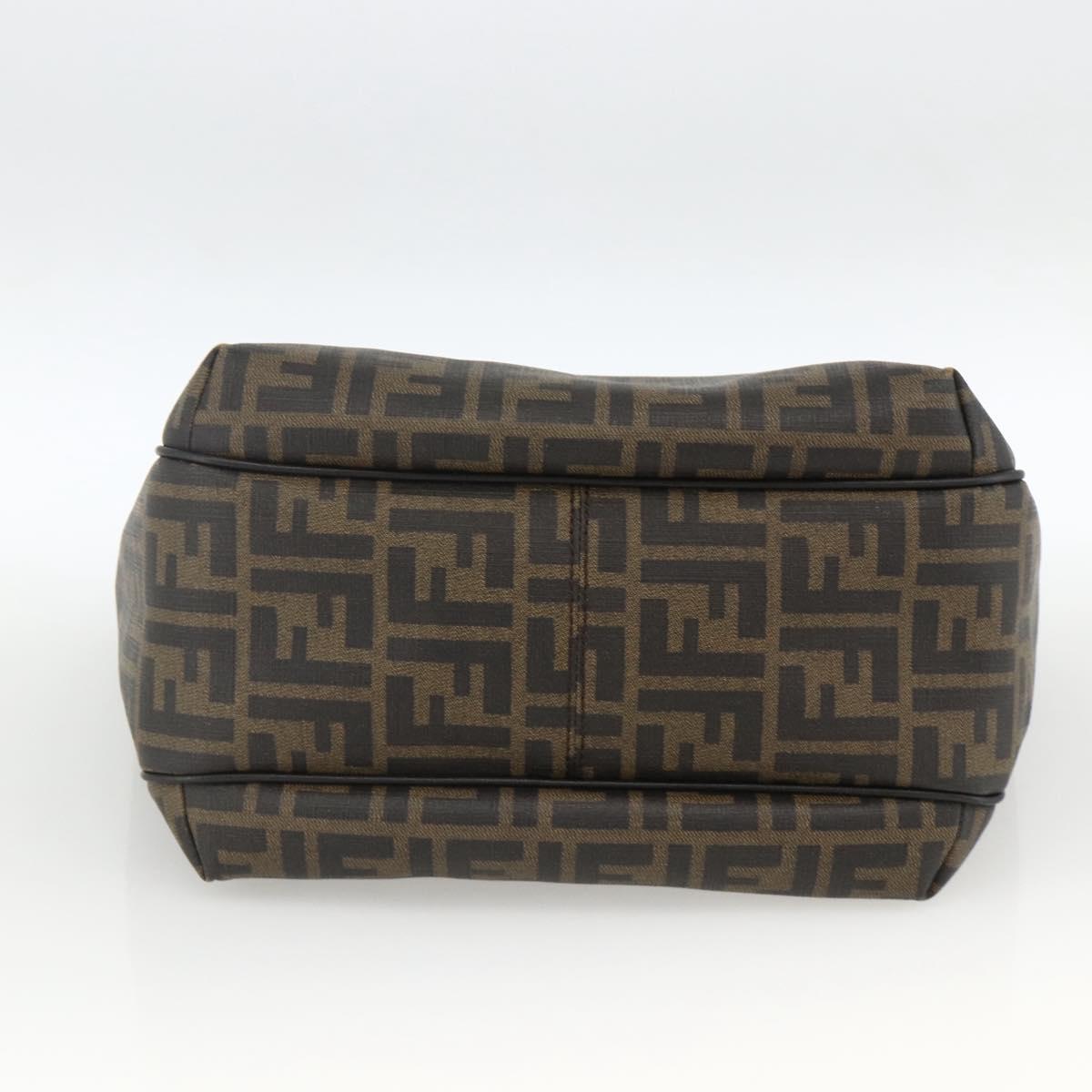 FENDI Zucca Canvas Hand Bag Black Brown Auth bs34149