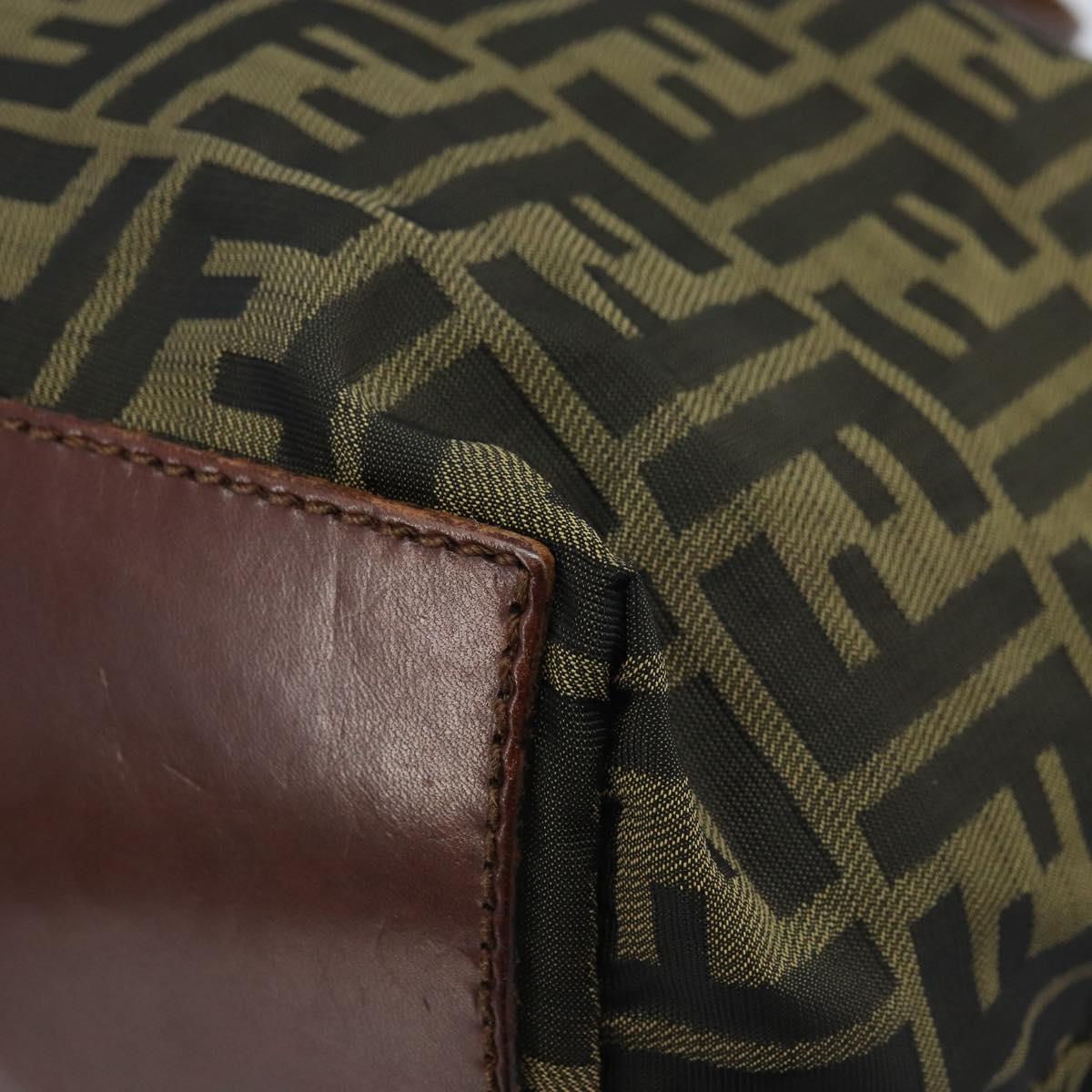 FENDI Zucca Canvas Hand Bag Black Brown Auth bs34150