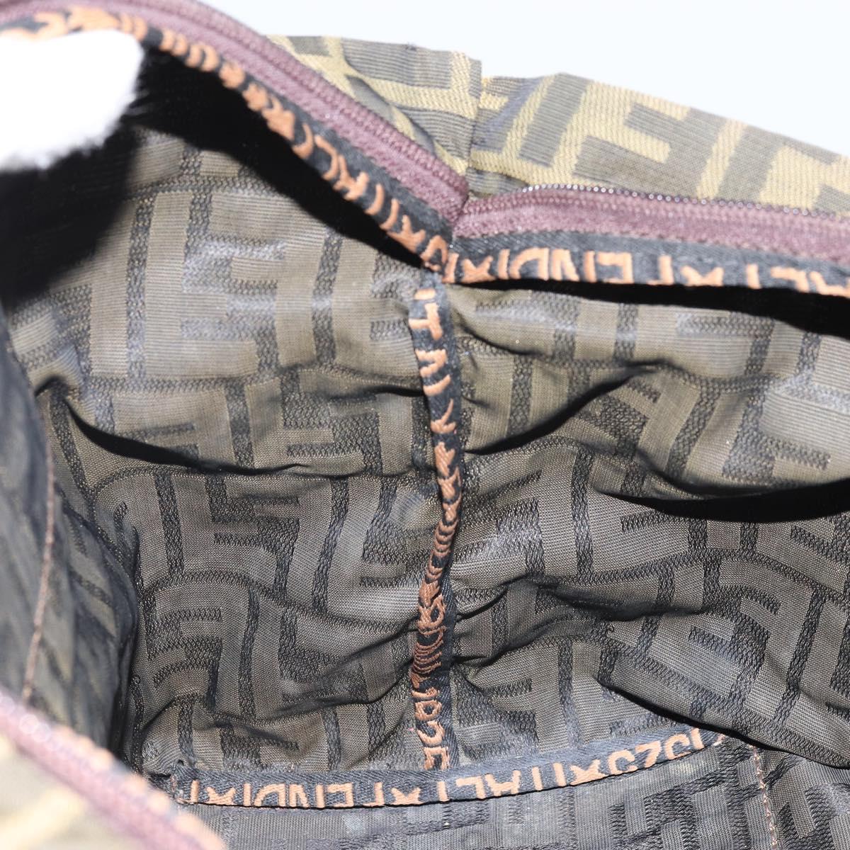 FENDI Zucca Canvas Hand Bag Black Brown Auth bs34150