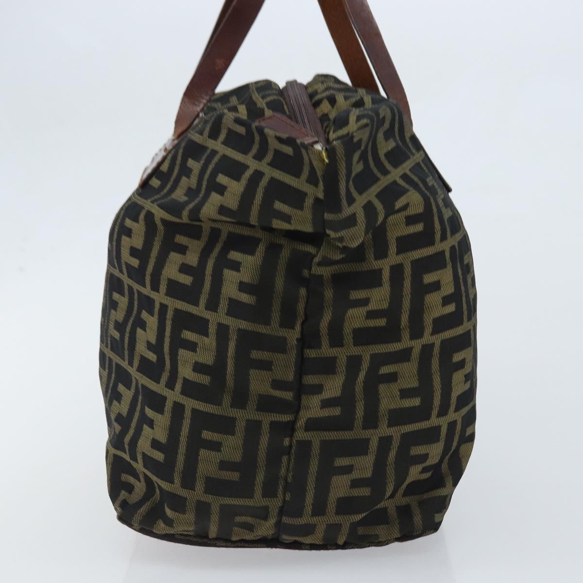 FENDI Zucca Canvas Hand Bag Black Brown Auth bs34150