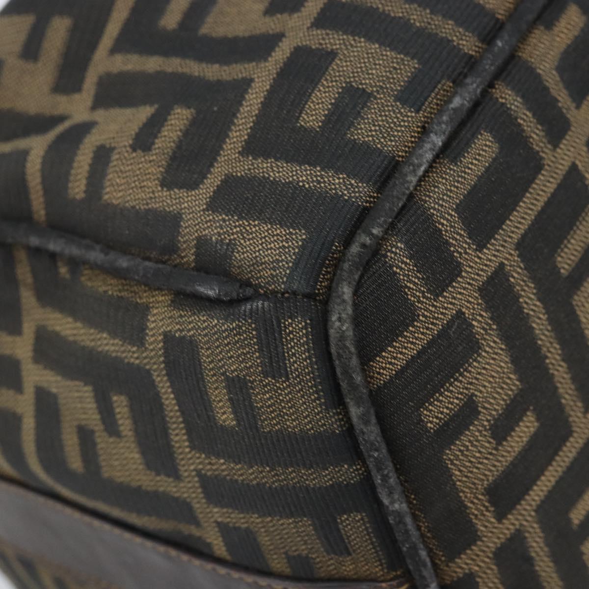 FENDI Zucca Canvas Hand Bag Black Gold Auth bs34151