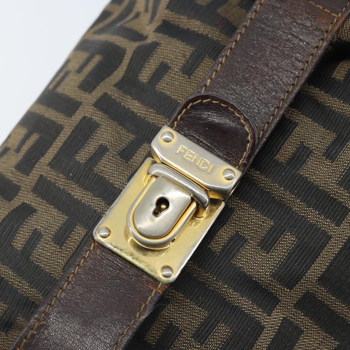 FENDI Zucca Canvas Hand Bag Black Gold Auth bs34151
