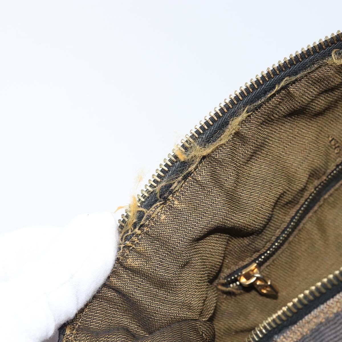 FENDI Zucca Canvas Hand Bag Black Gold Auth bs34151