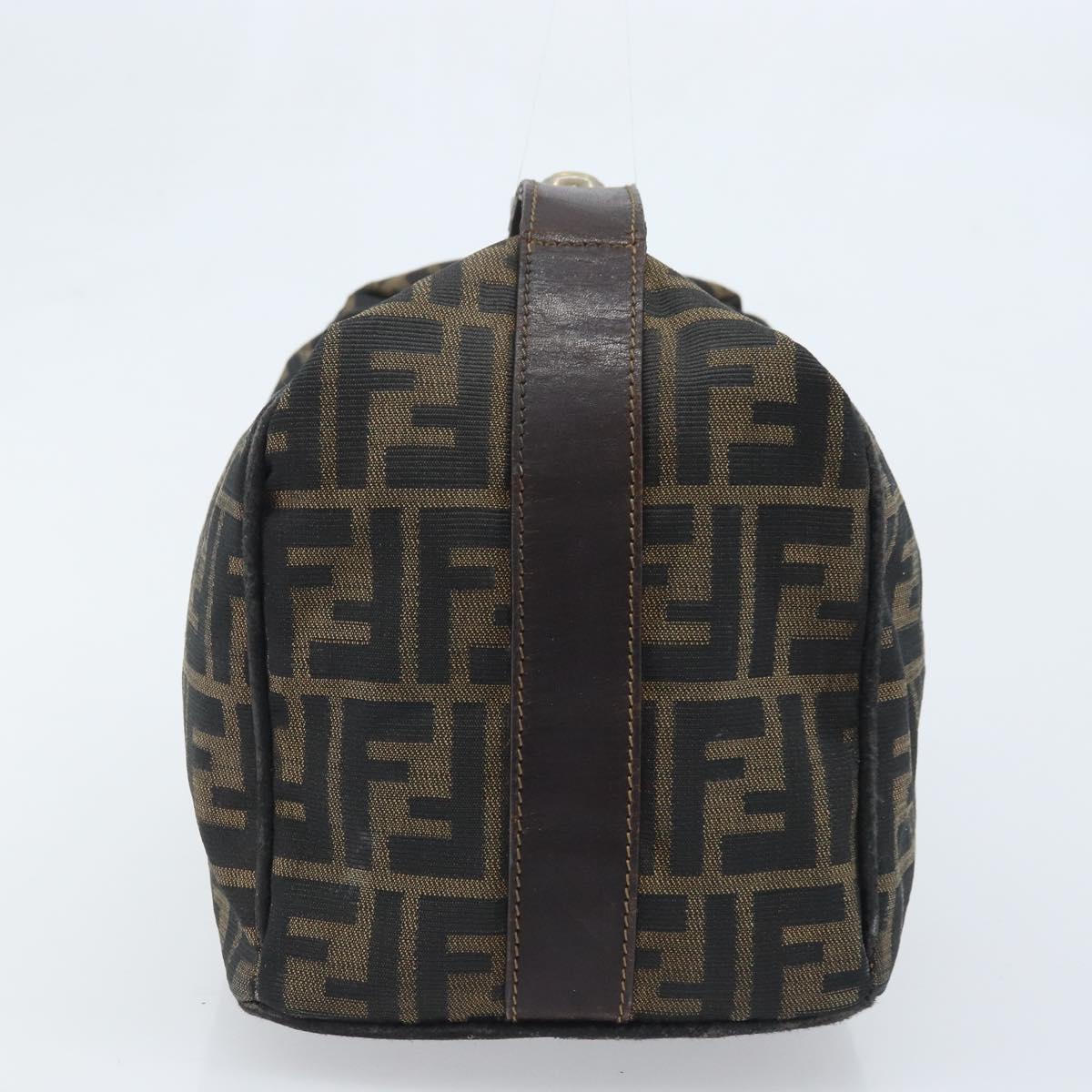 FENDI Zucca Canvas Hand Bag Black Gold Auth bs34151