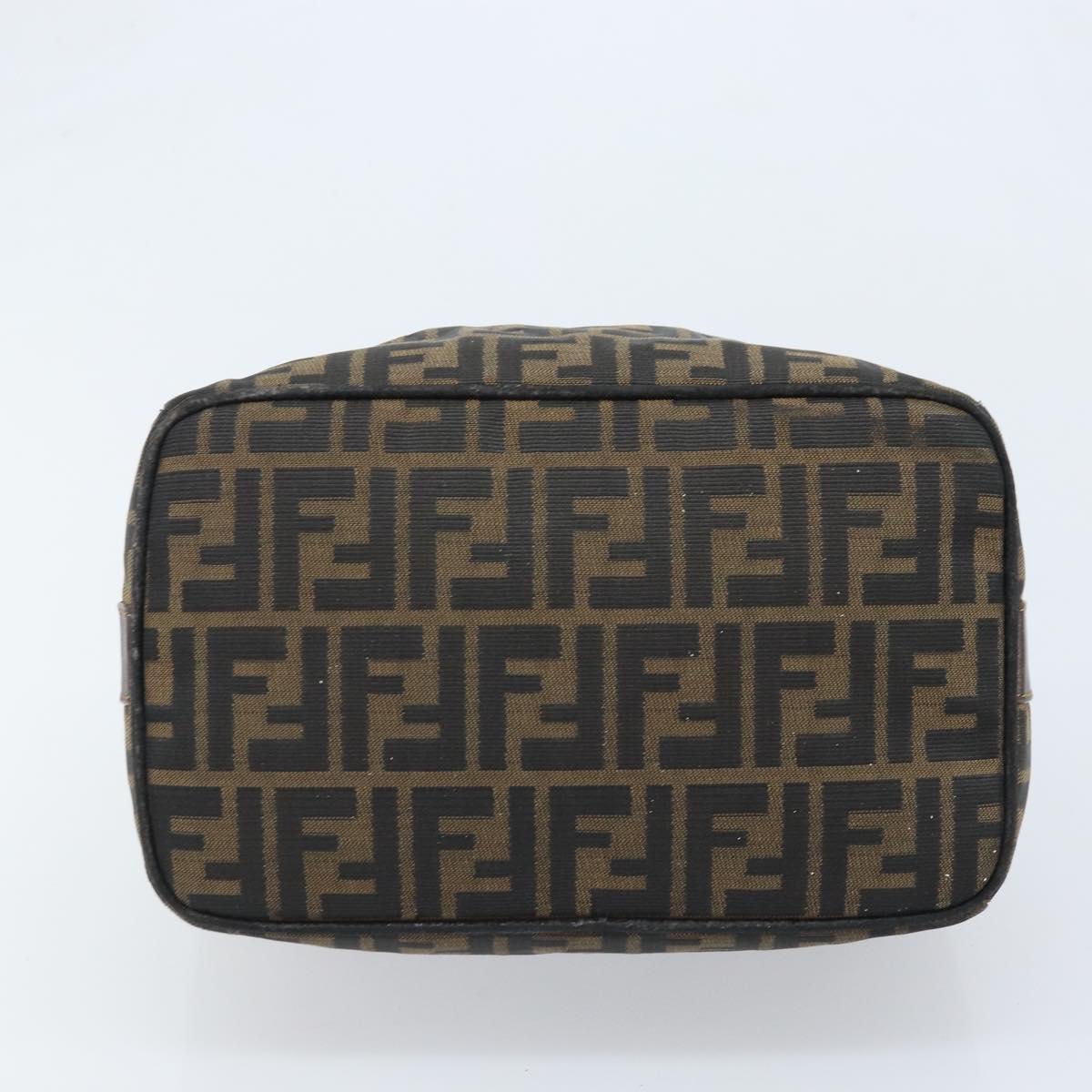 FENDI Zucca Canvas Hand Bag Black Gold Auth bs34151
