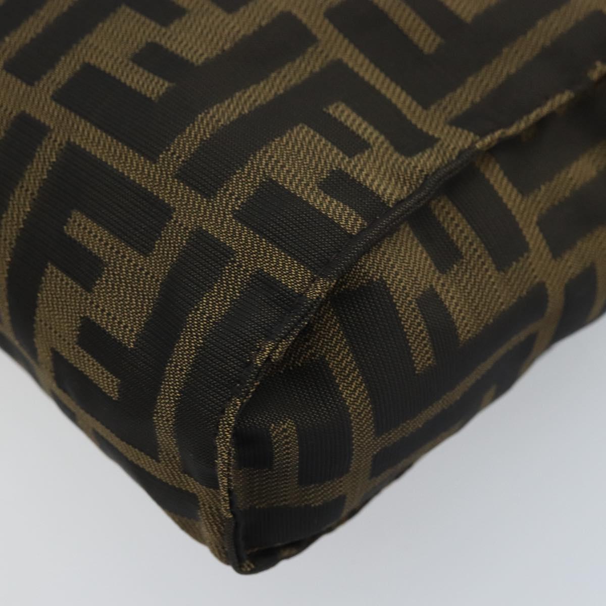 FENDI Zucca Canvas Pouch Black Brown Auth bs34152