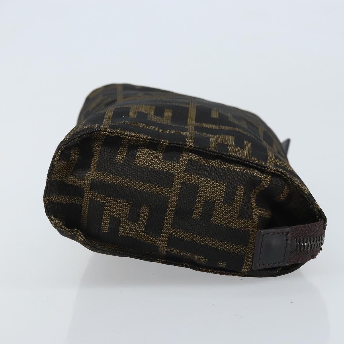 FENDI Zucca Canvas Pouch Black Brown Auth bs34152