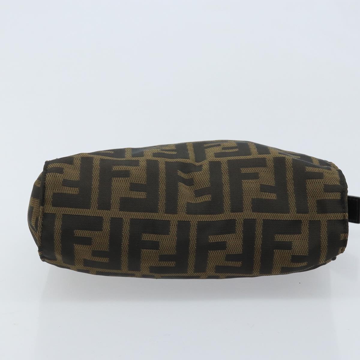 FENDI Zucca Canvas Pouch Black Brown Auth bs34152