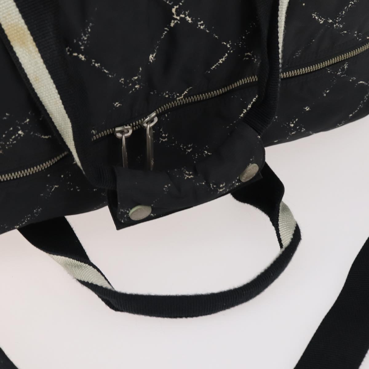 CHANEL New Travel line Boston Bag Nylon 2way Black Silver CC Auth bs34154