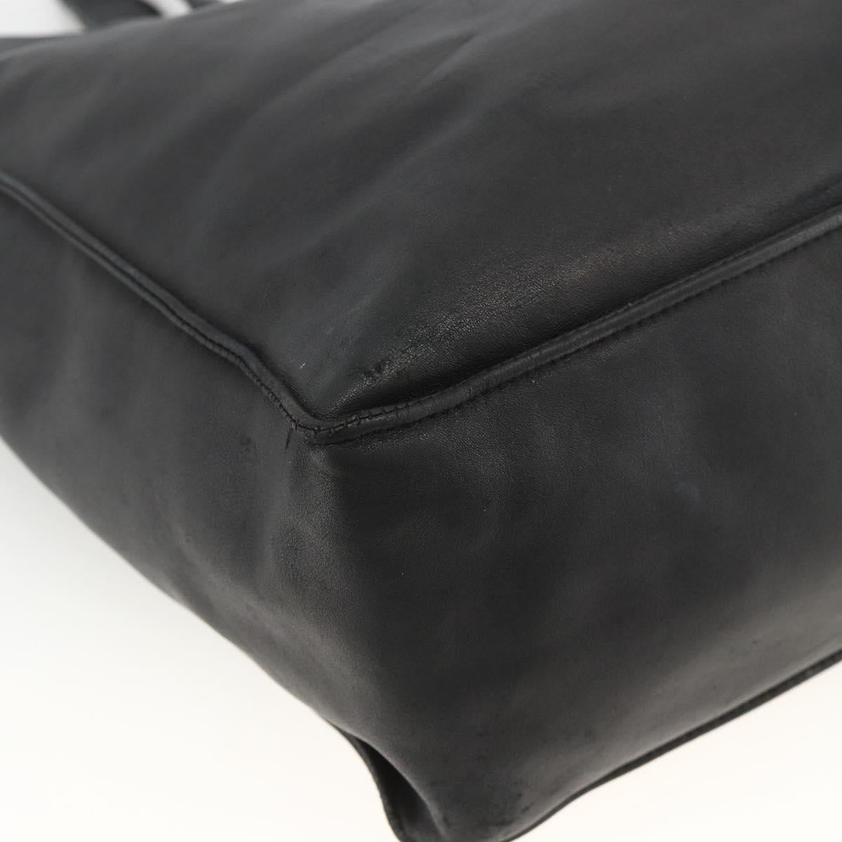 CHANEL Tote Bag Leather Black CC Auth bs34155
