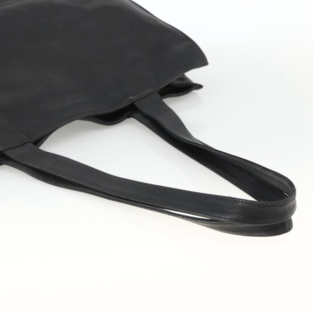 CHANEL Tote Bag Leather Black CC Auth bs34155