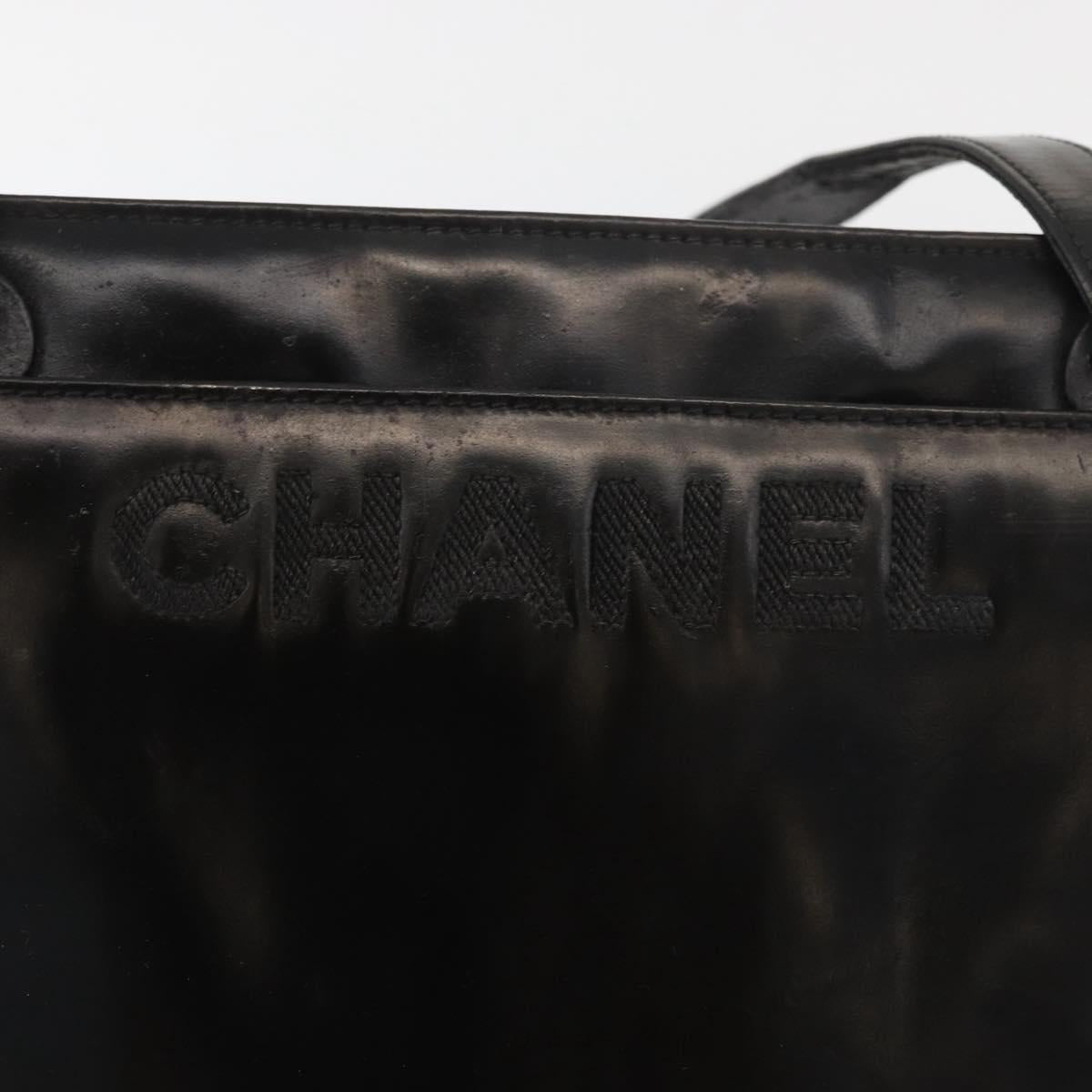 CHANEL Tote Bag Patent leather Black Gold CC Auth bs34158