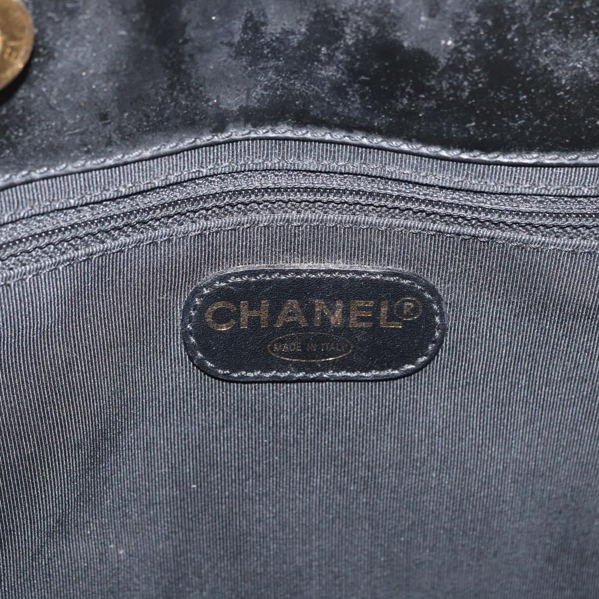 CHANEL Tote Bag Patent leather Black Gold CC Auth bs34158