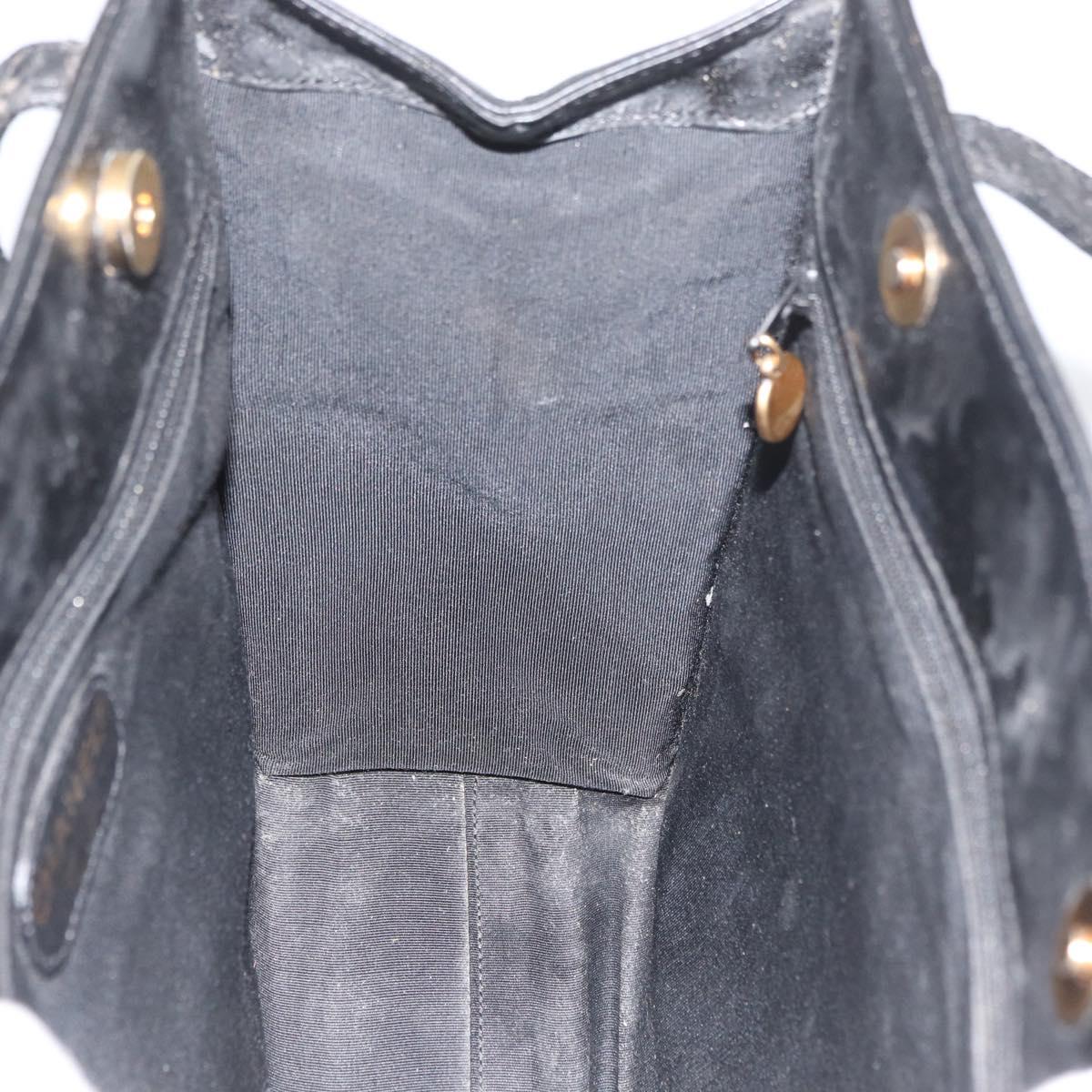 CHANEL Tote Bag Patent leather Black Gold CC Auth bs34158