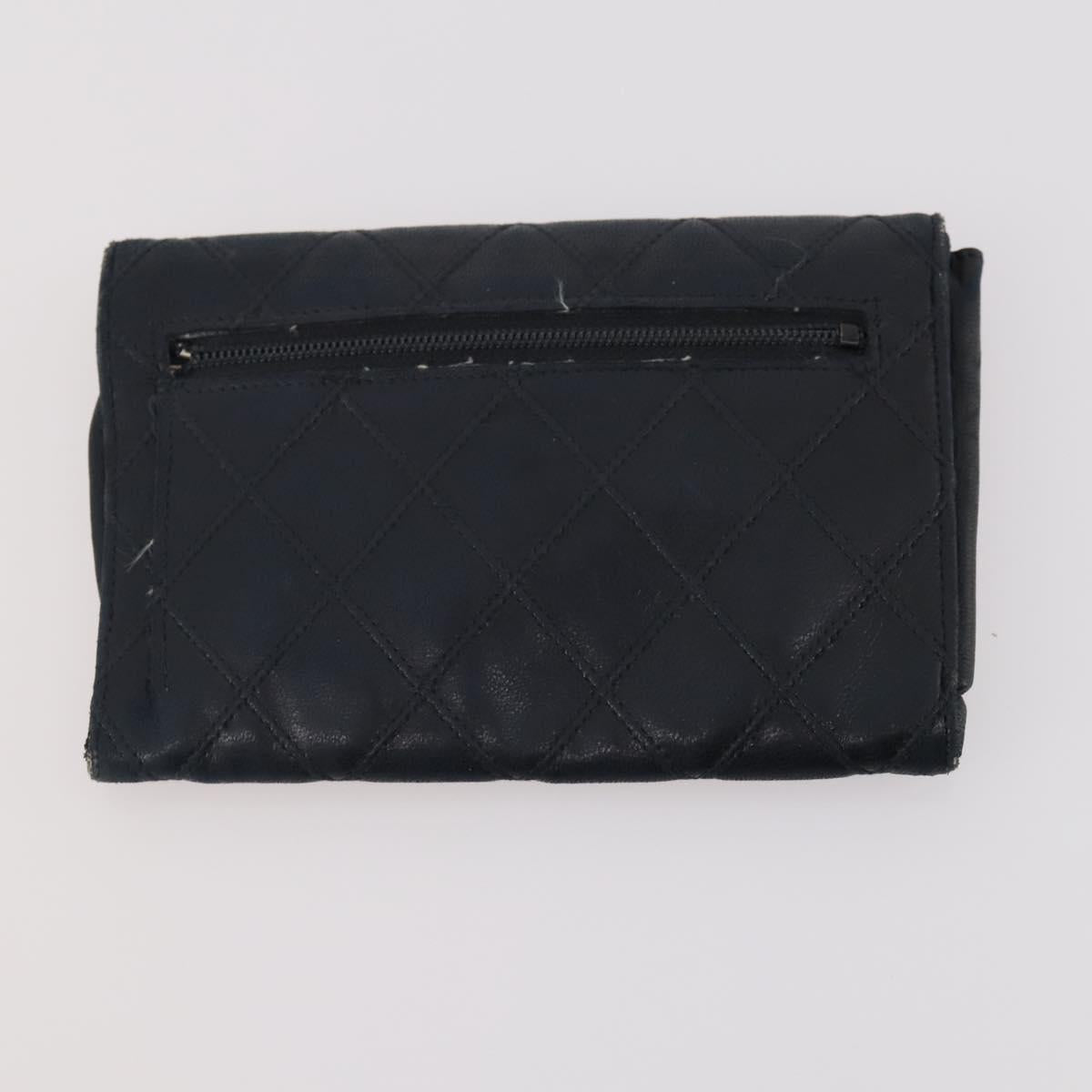 CHANEL Matelasse Wallet Caviar Skin Nylon 3 Set Black Gray Navy CC Auth bs34162