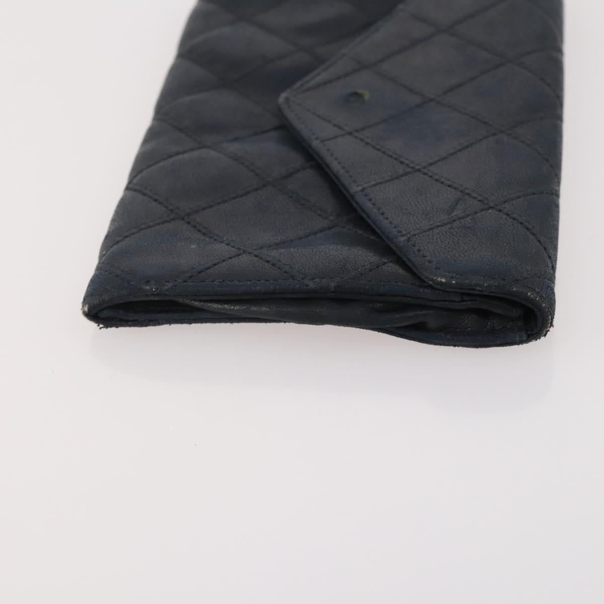 CHANEL Matelasse Wallet Caviar Skin Nylon 3 Set Black Gray Navy CC Auth bs34162