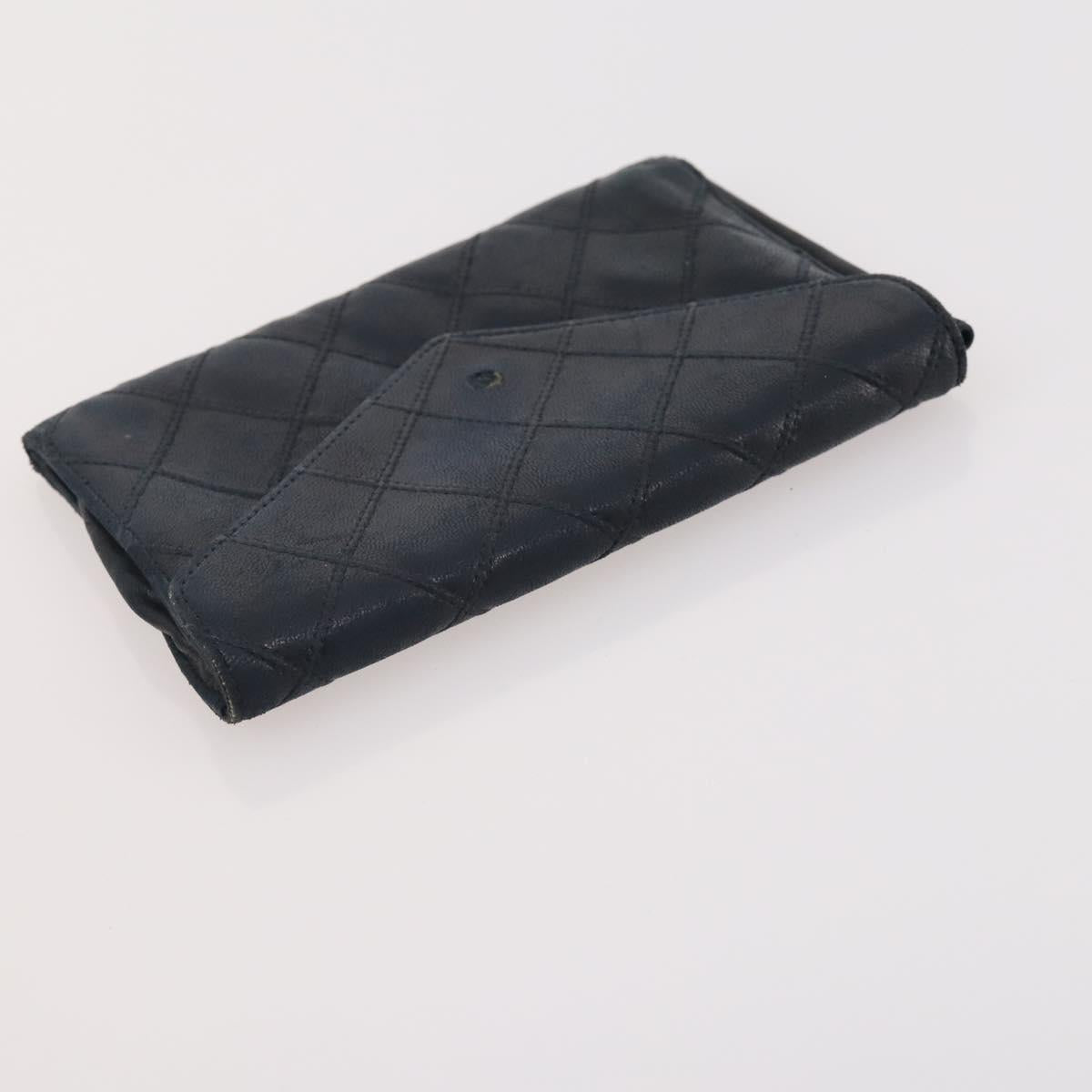 CHANEL Matelasse Wallet Caviar Skin Nylon 3 Set Black Gray Navy CC Auth bs34162