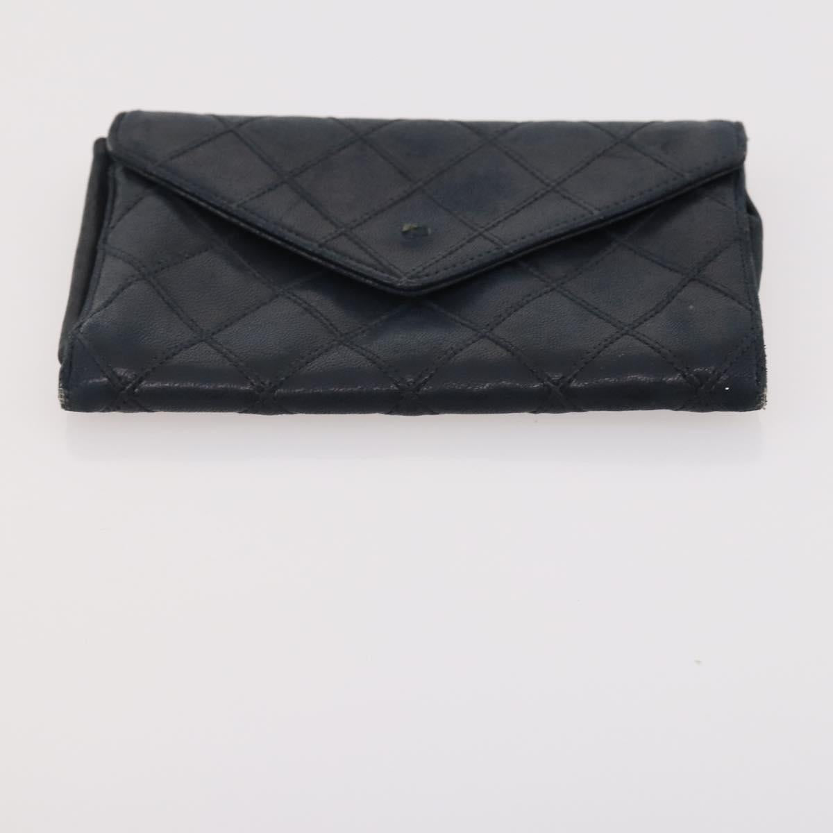 CHANEL Matelasse Wallet Caviar Skin Nylon 3 Set Black Gray Navy CC Auth bs34162