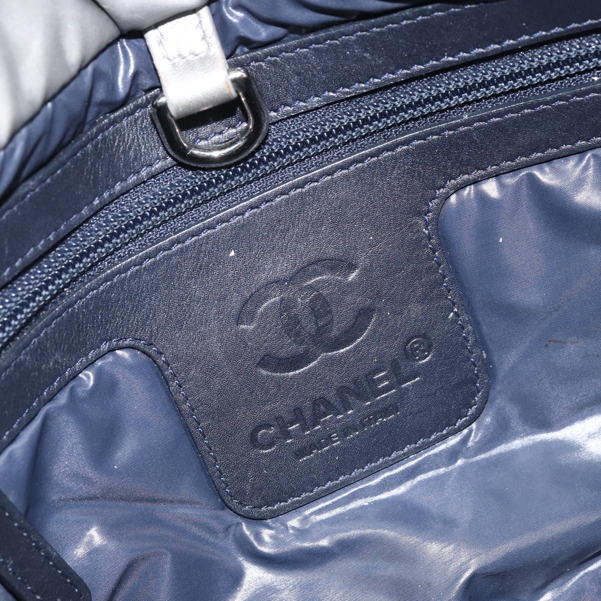 CHANEL Cococoon Hand Bag Nylon Silver CC Auth bs34163