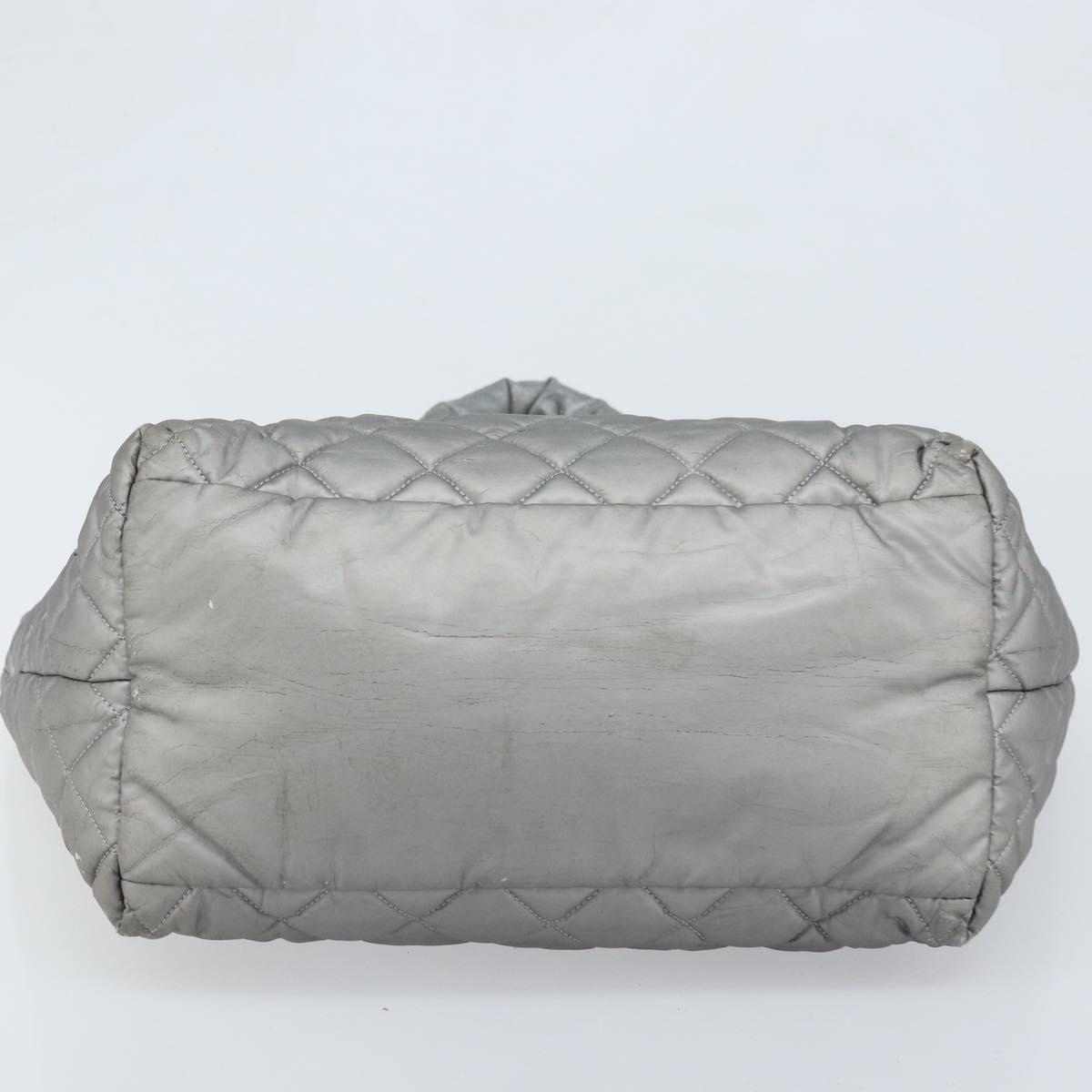 CHANEL Cococoon Hand Bag Nylon Silver CC Auth bs34163