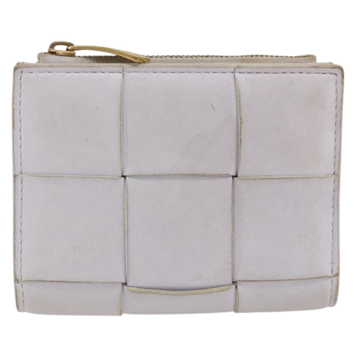 BOTTEGA VENETA INTRECCIATO Bifold Wallet Leather Purple Gold Auth bs34168