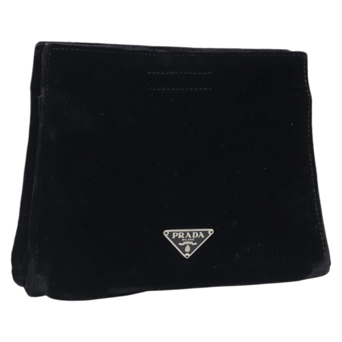 PRADA Pouch Velor Black Auth bs34170