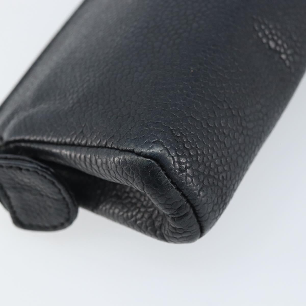 CHANEL Coin Purse Caviar Skin Black CC Auth bs34173