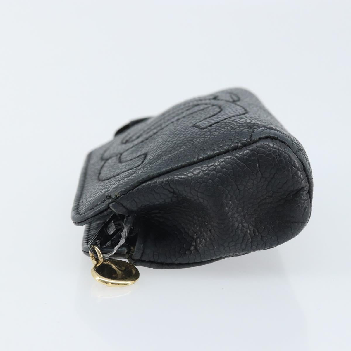 CHANEL Coin Purse Caviar Skin Black CC Auth bs34173