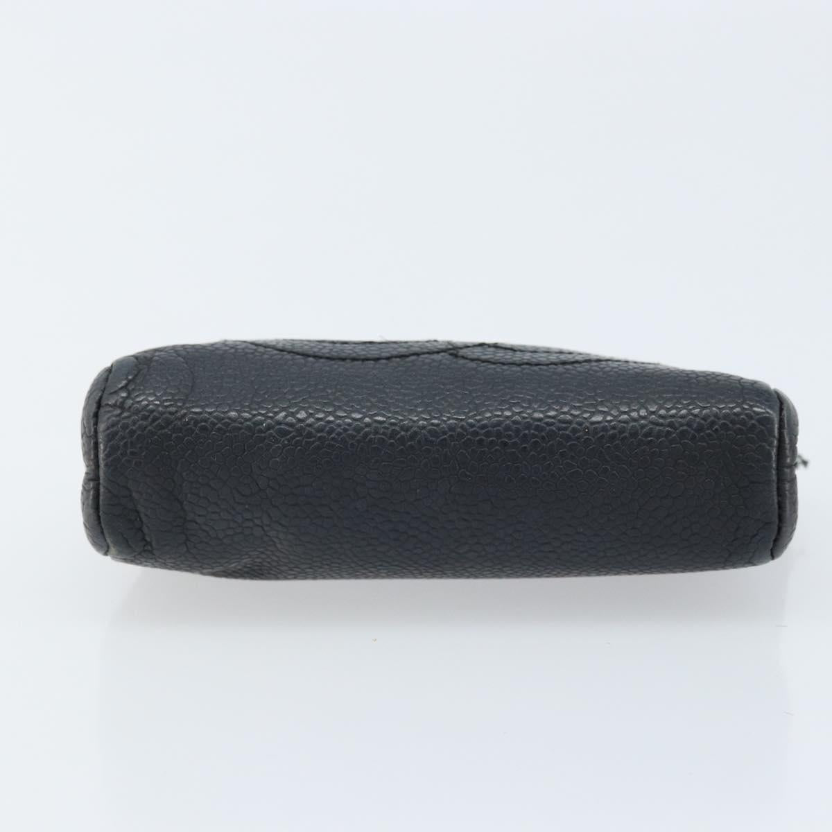 CHANEL Coin Purse Caviar Skin Black CC Auth bs34173