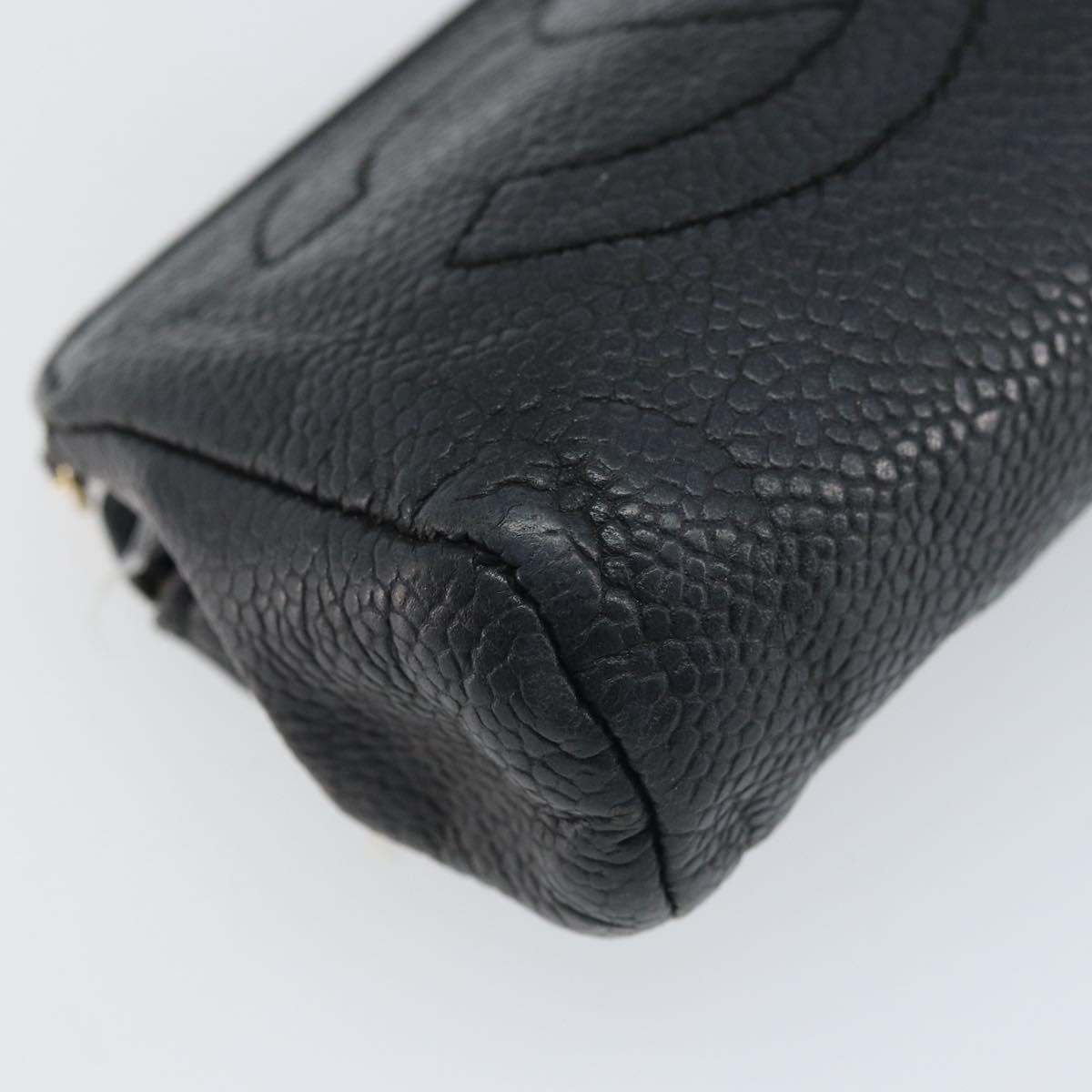CHANEL Coin Purse Caviar Skin Black CC Auth bs34173