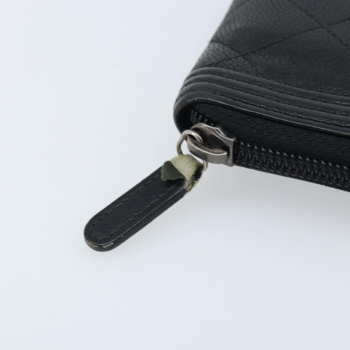 CHANEL Boy Chanel Matelasse Wallet Caviar Skin Black CC Auth bs34179