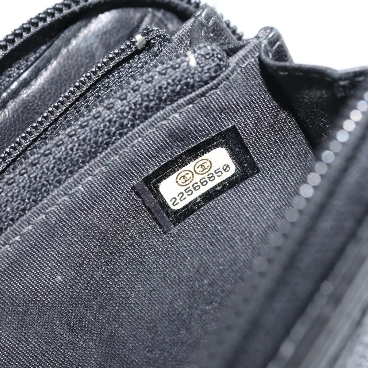 CHANEL Boy Chanel Matelasse Wallet Caviar Skin Black CC Auth bs34179