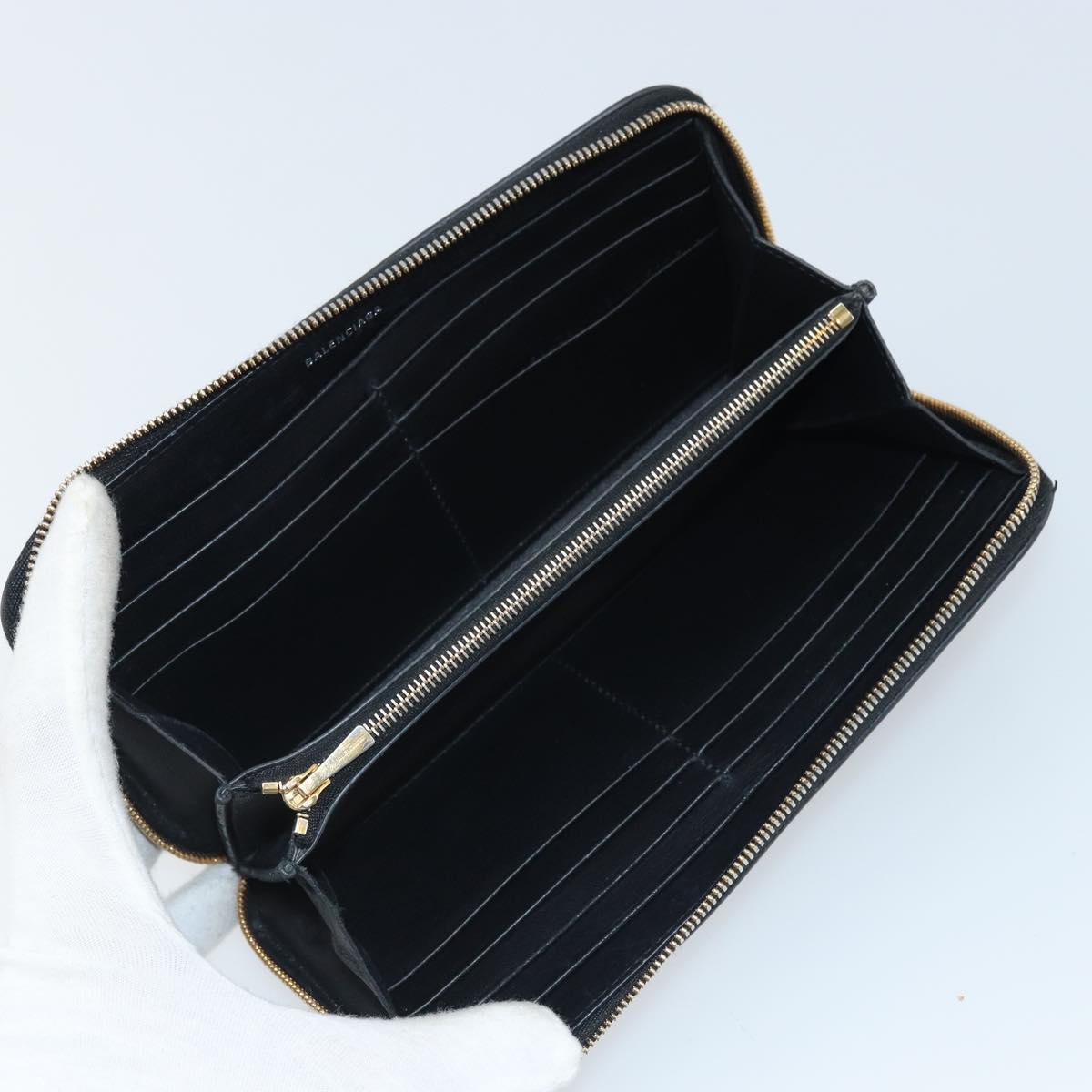 BALENCIAGA Long Wallet Leather Black 594290 Auth bs34182