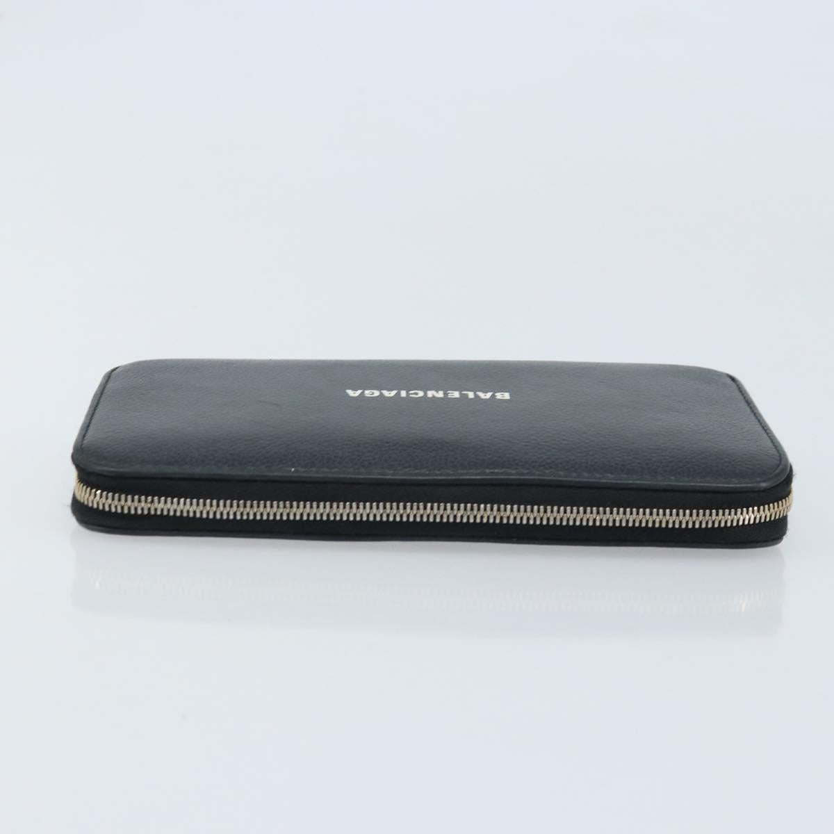 BALENCIAGA Long Wallet Leather Black 594290 Auth bs34182