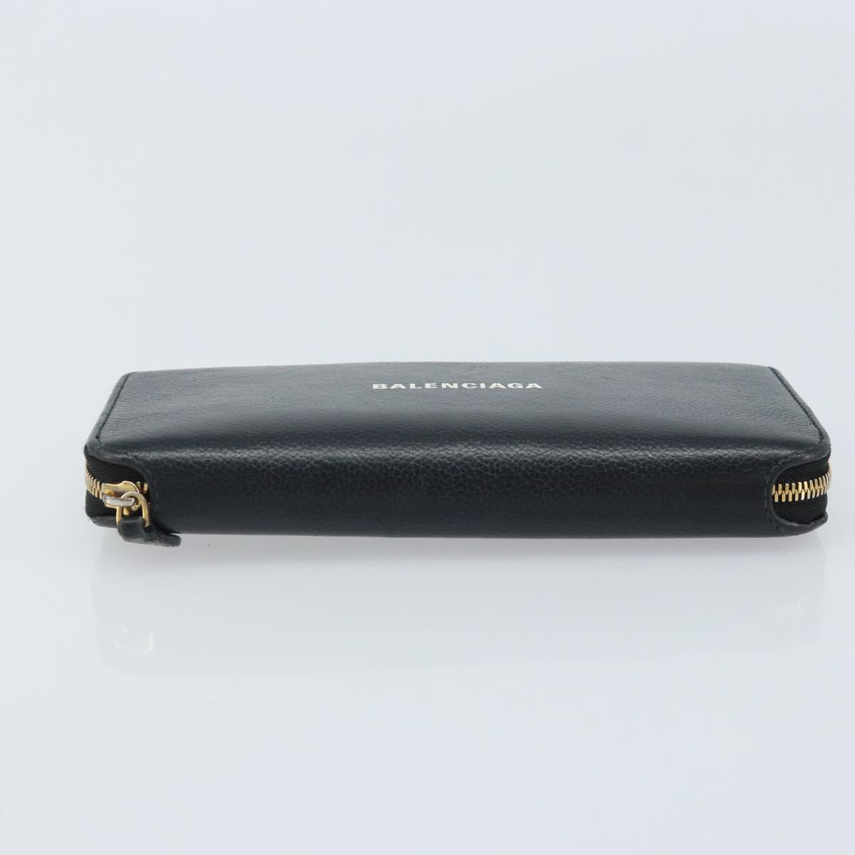 BALENCIAGA Long Wallet Leather Black 594290 Auth bs34182