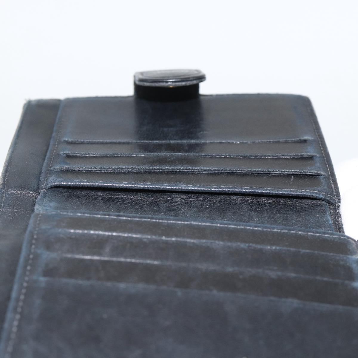 CHANEL Bifold Wallet Caviar Skin Black Gold CC Auth bs34185