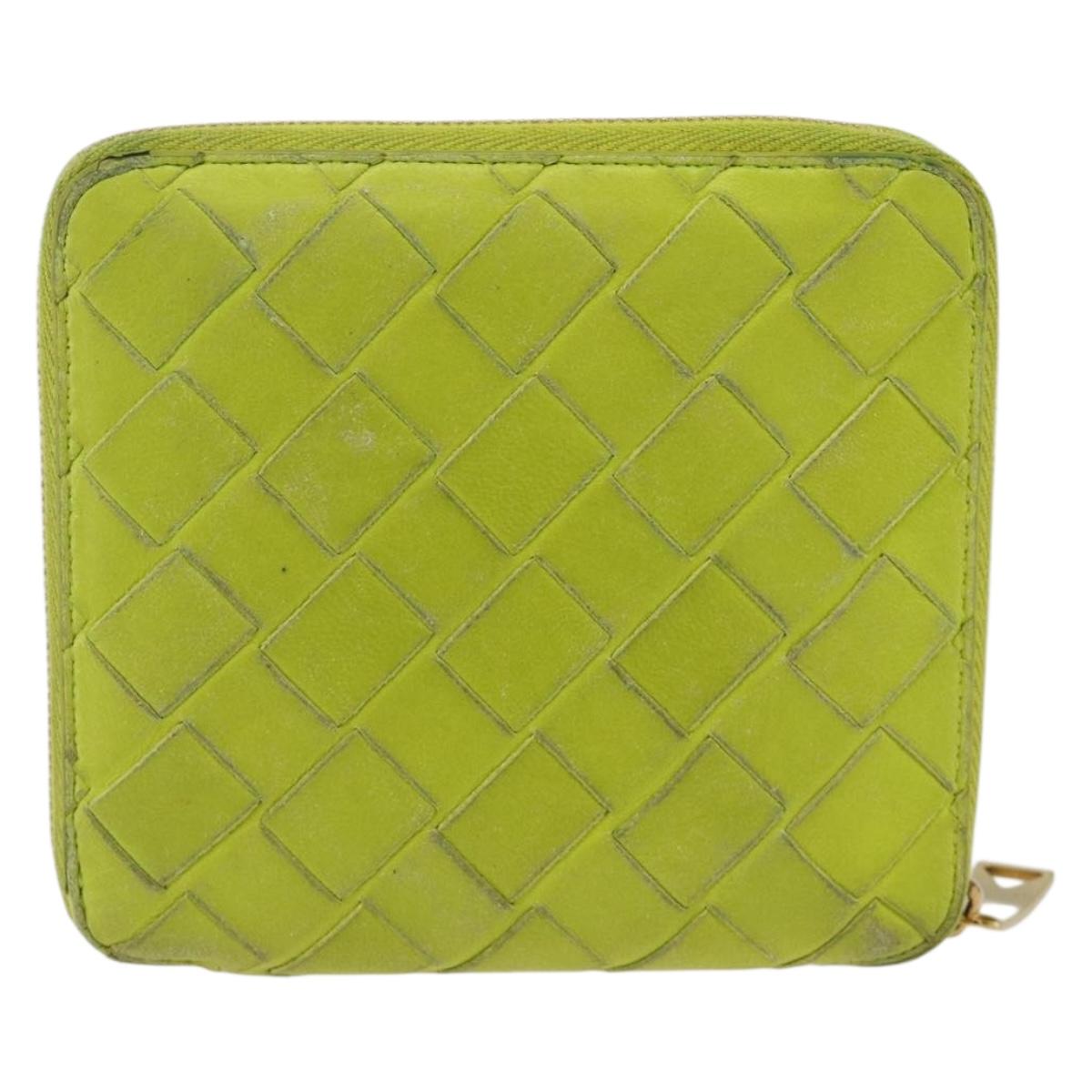 BOTTEGA VENETA INTRECCIATO Bifold Wallet Leather Yellow Gold Auth bs34204