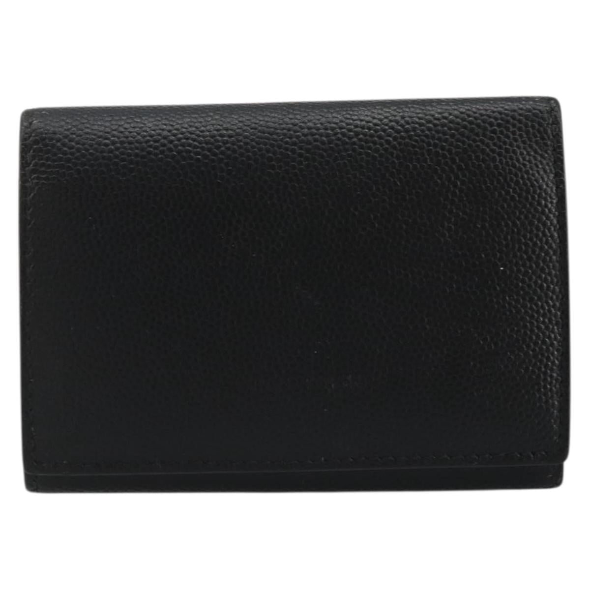 SAINT LAURENT Key Case Leather Black Silver Auth bs34205