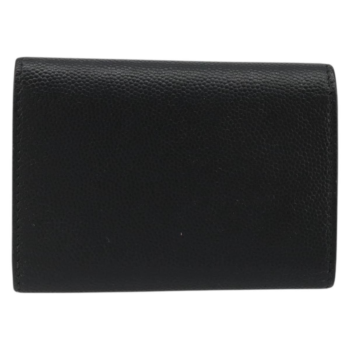 SAINT LAURENT Key Case Leather Black Silver Auth bs34205