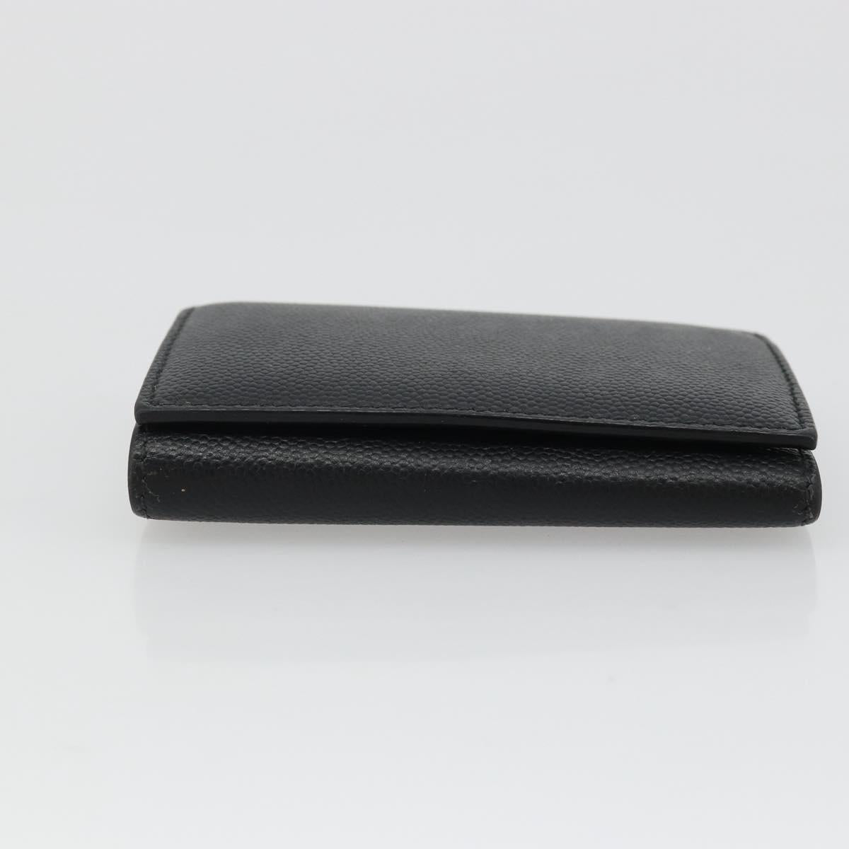 SAINT LAURENT Key Case Leather Black Silver Auth bs34205
